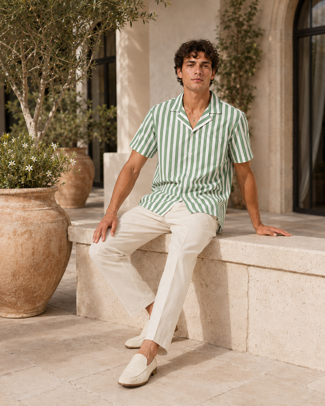 Mediterranean Stripe Resort Shirt