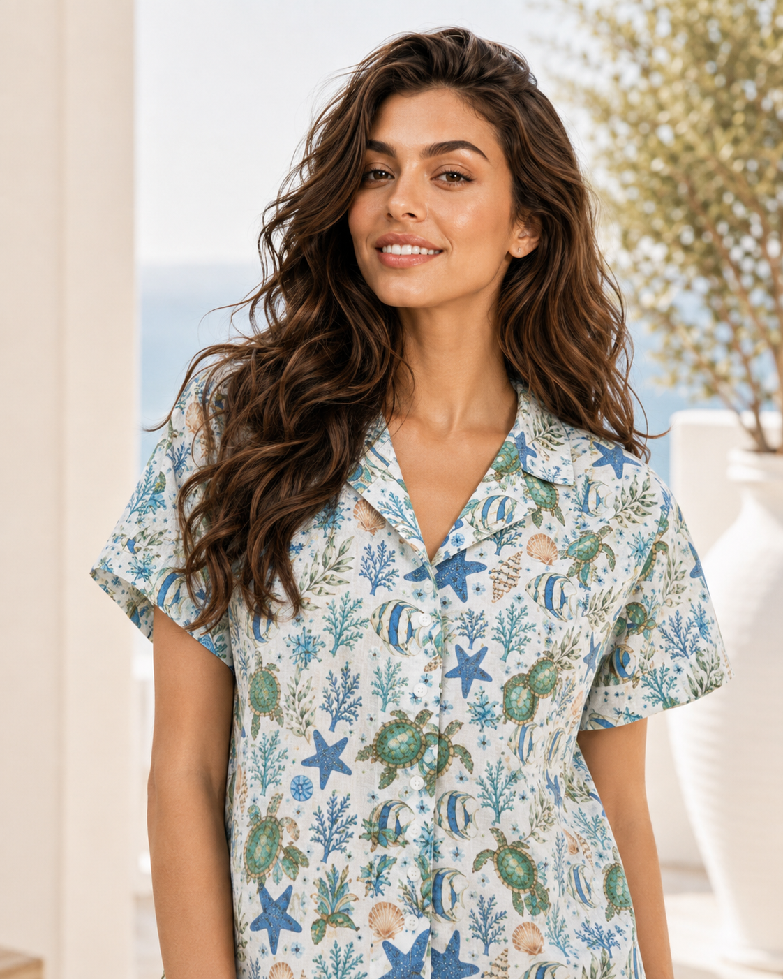 Coastal Reef Cotton Pajama Set