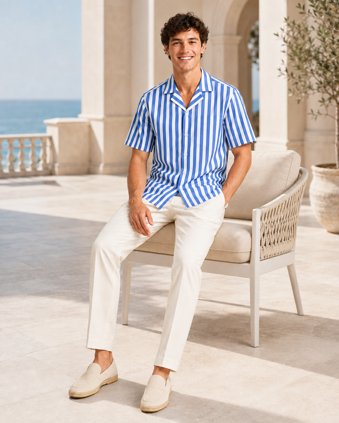 Mediterranean Stripe Resort Shirt