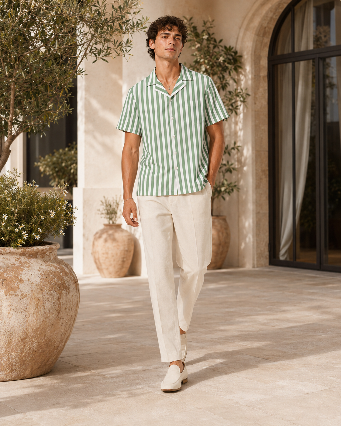 Mediterranean Stripe Resort Shirt