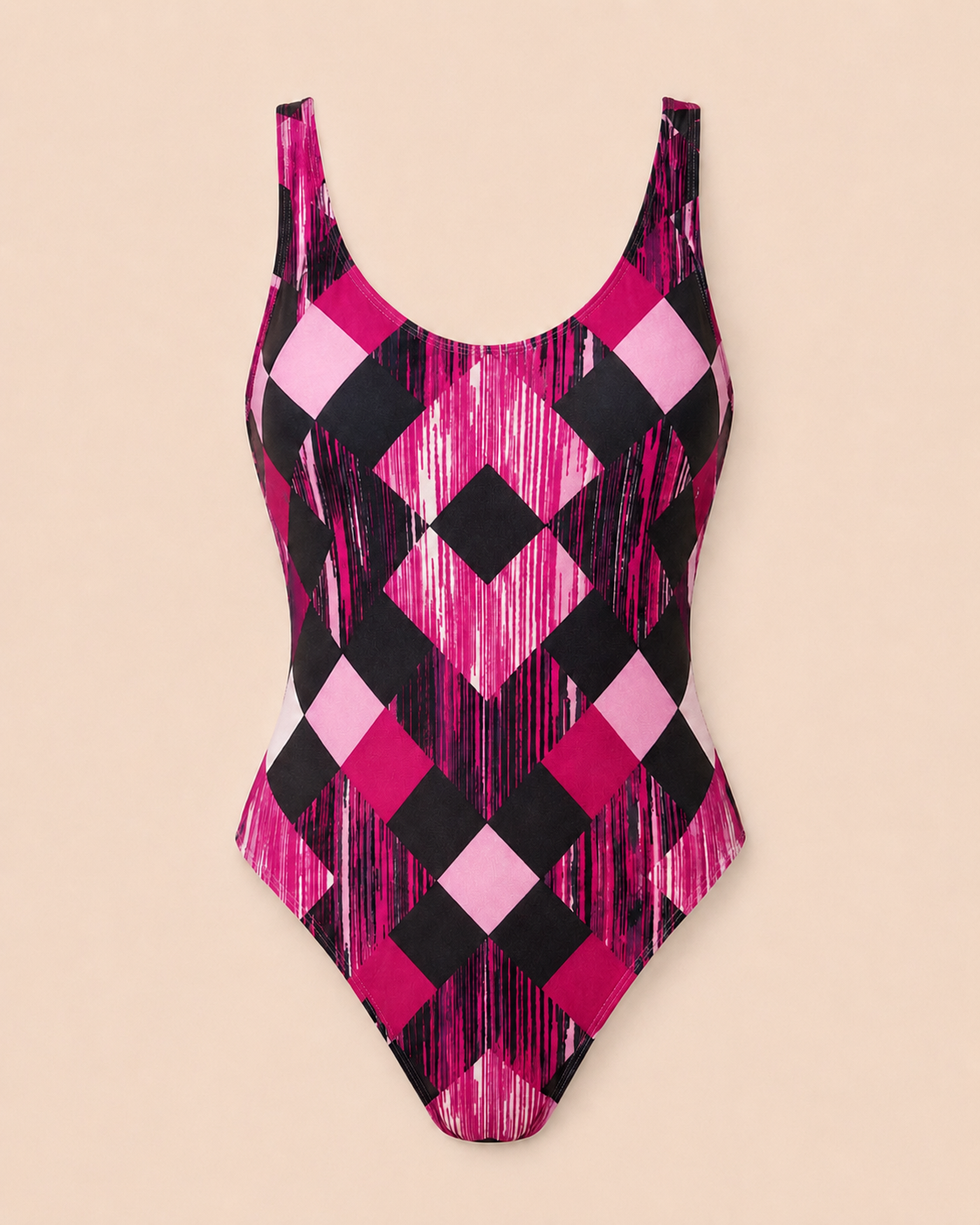 Magenta Geo Diamond Sculpt One-Piece Swimsuit