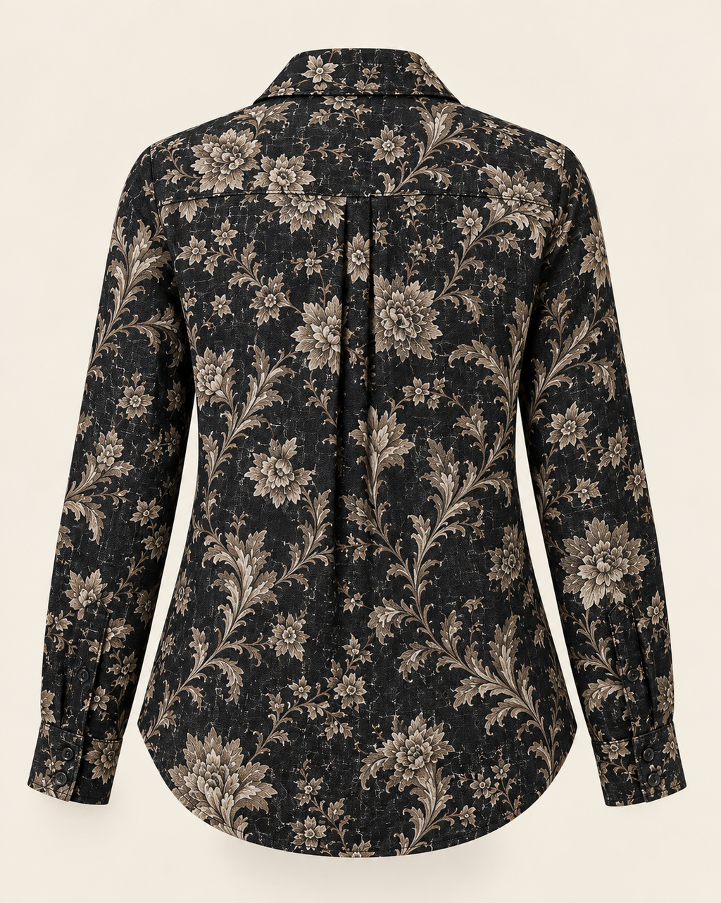 AD°SA 40 Lea Pure Linen Floral Shirt — Black & Beige