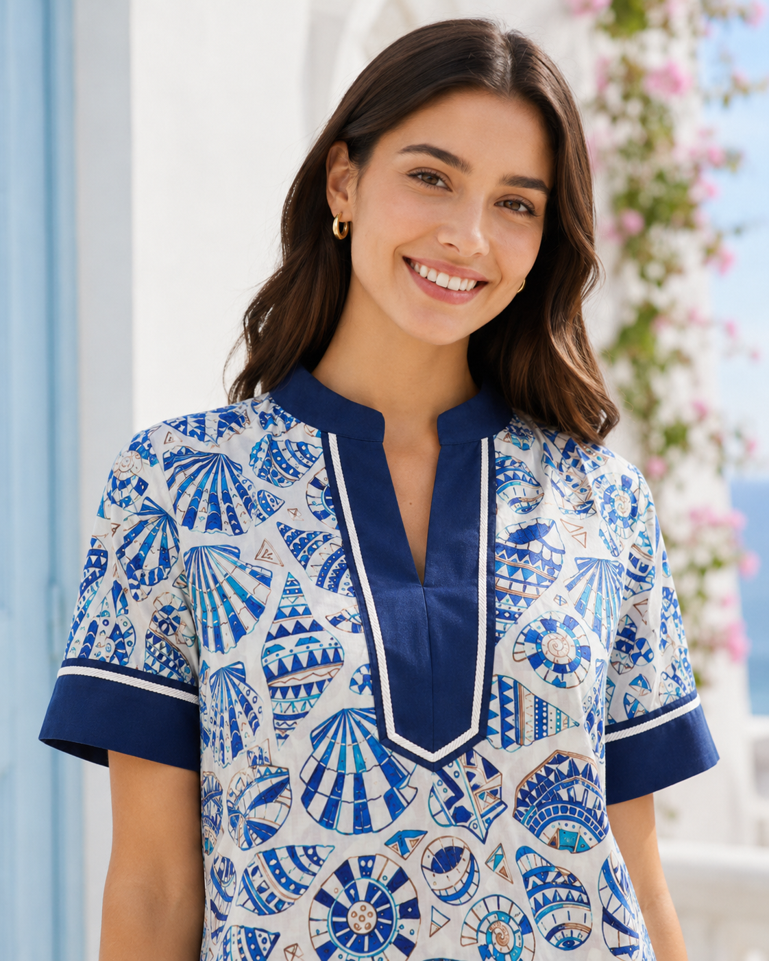 Cyclades Shell Cotton Tunic Dress