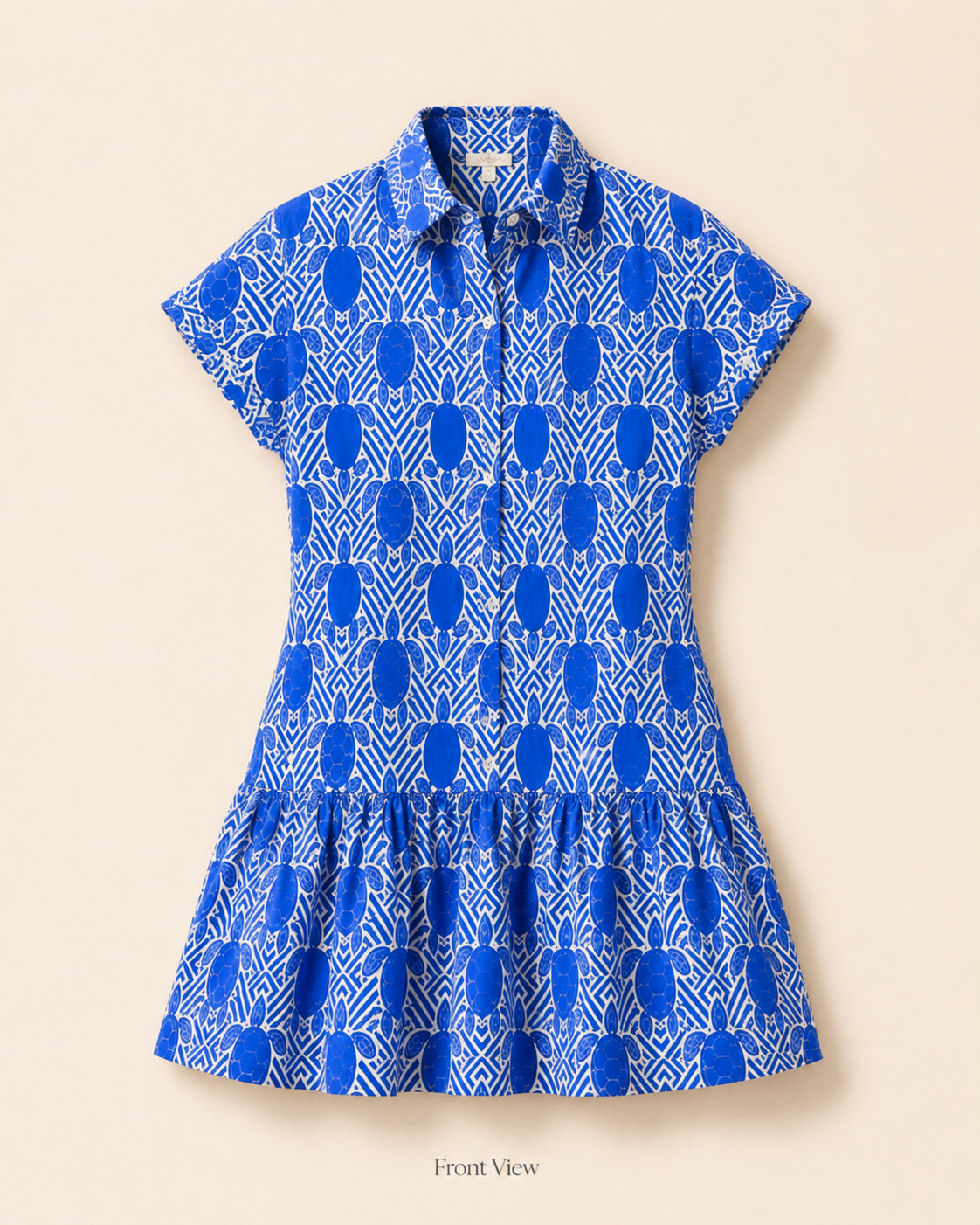 Azure Turtle Cotton Resort Dress