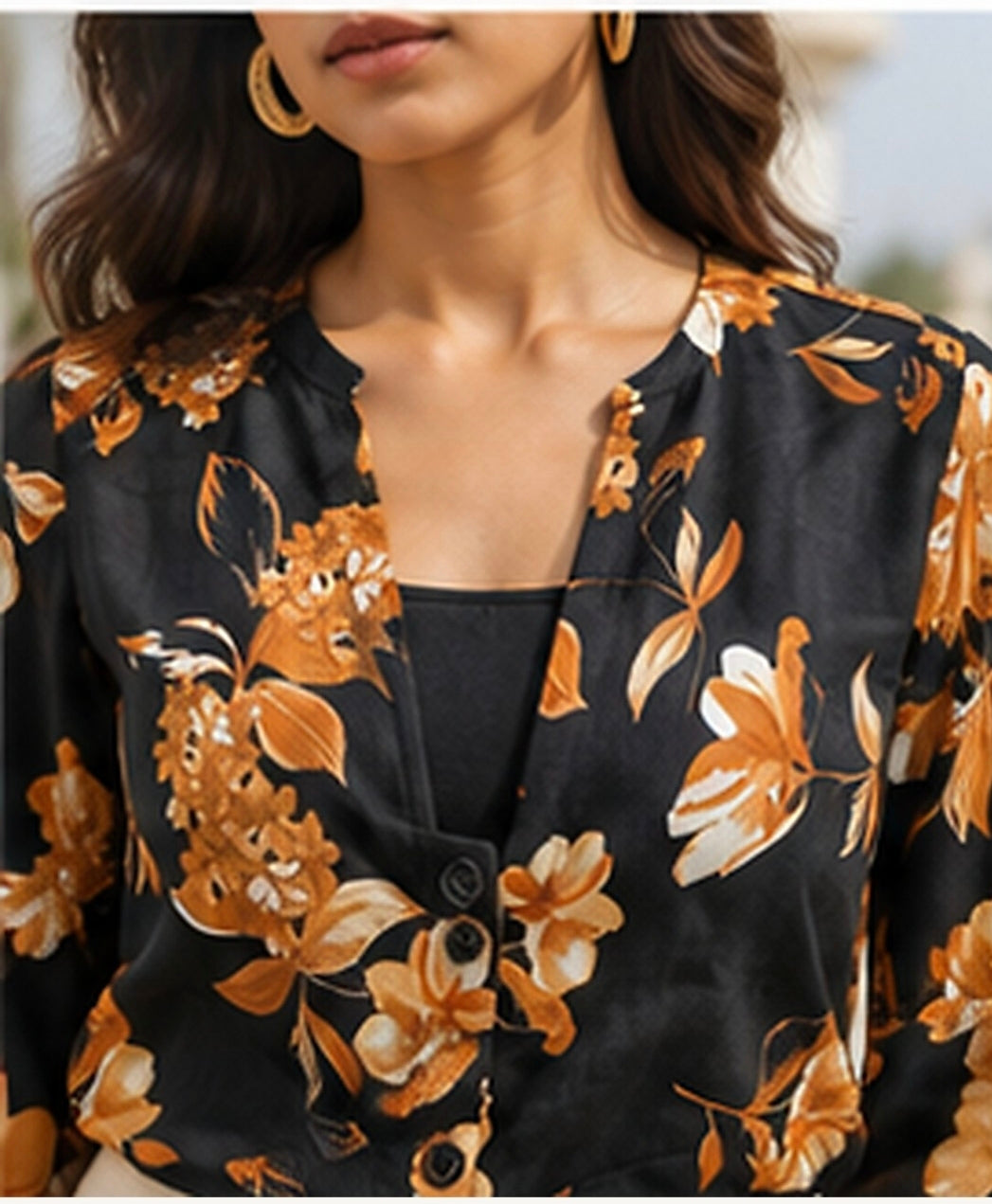 Noir Marigold Satin Wrap Top